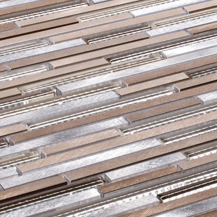 Klein- Bache Aluminum & Glass Random Brick Mosaic Wall Tile