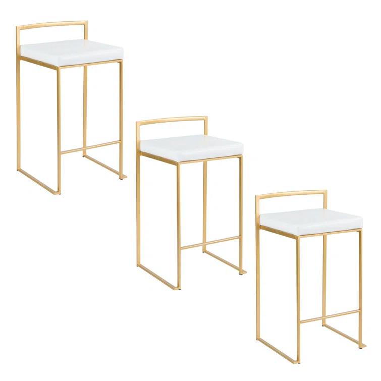 Fuji Stackable Stool Metal with Faux Leather Cushion