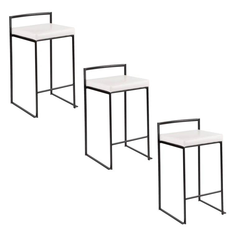 Fuji Stackable Stool Metal with Faux Leather Cushion