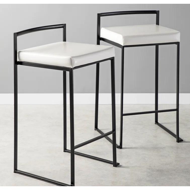 Fuji Stackable Stool Metal with Faux Leather Cushion