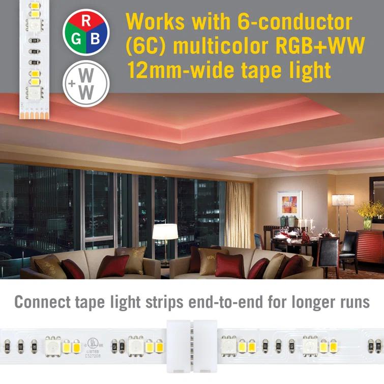 6 Pin RGB+WW LED Strip Light Tape to Tape Splice Connector