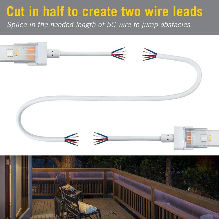 5 Pin RGB+W IP67 LED Strip Light 6 in Tape to Tape Connector, 2 Pack