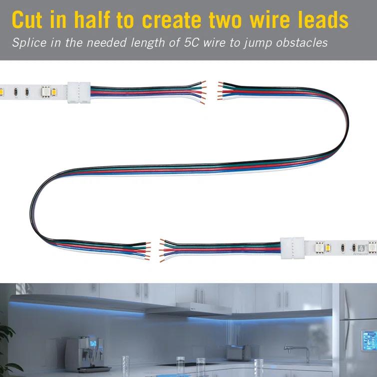 5 Pin RGB+W LED Strip Light 6 in Tape to Tape Connector, 5 Pack