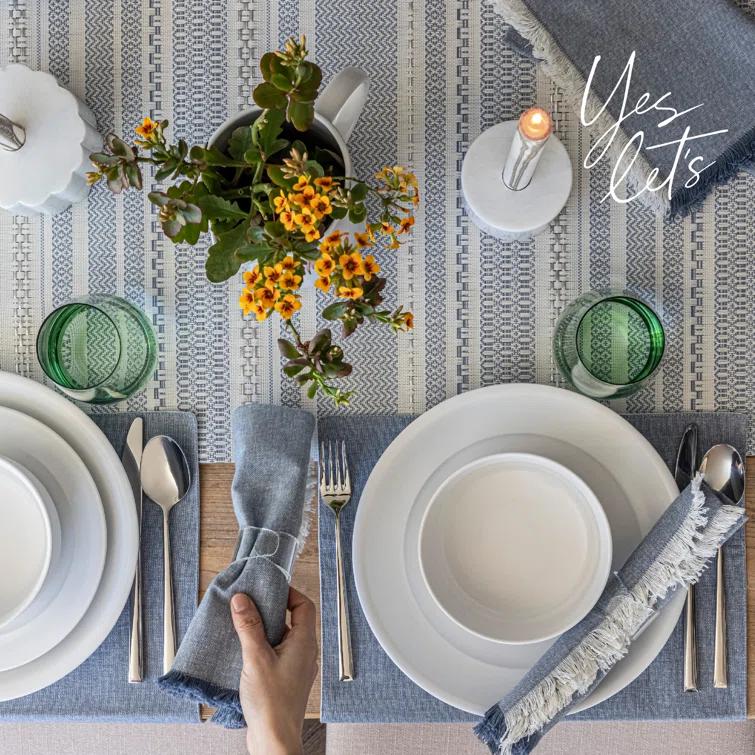 over&back Rimmed 16-Piece Semi Hand-Finished Stoneware Dinnerware Set, Service for 4