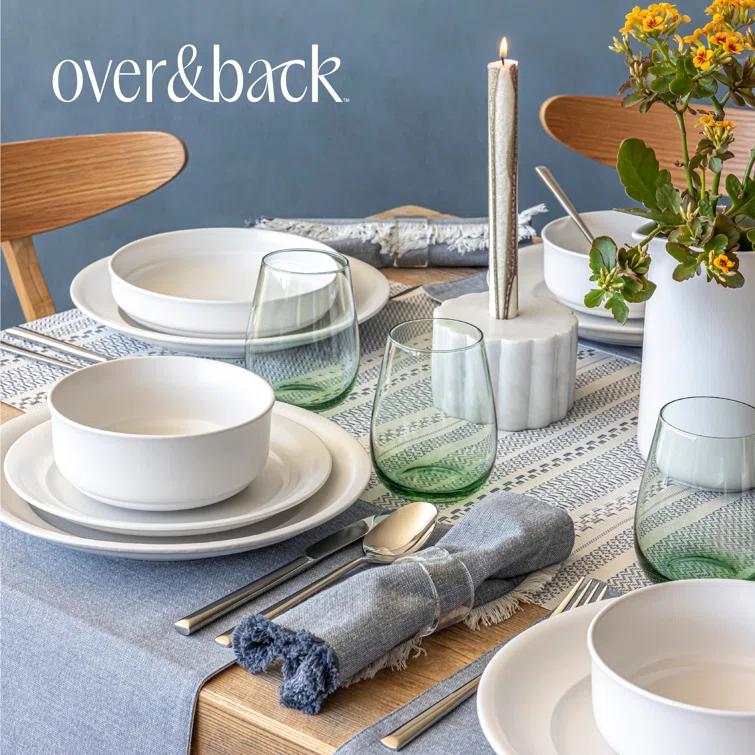 over&back Rimmed 16-Piece Semi Hand-Finished Stoneware Dinnerware Set, Service for 4