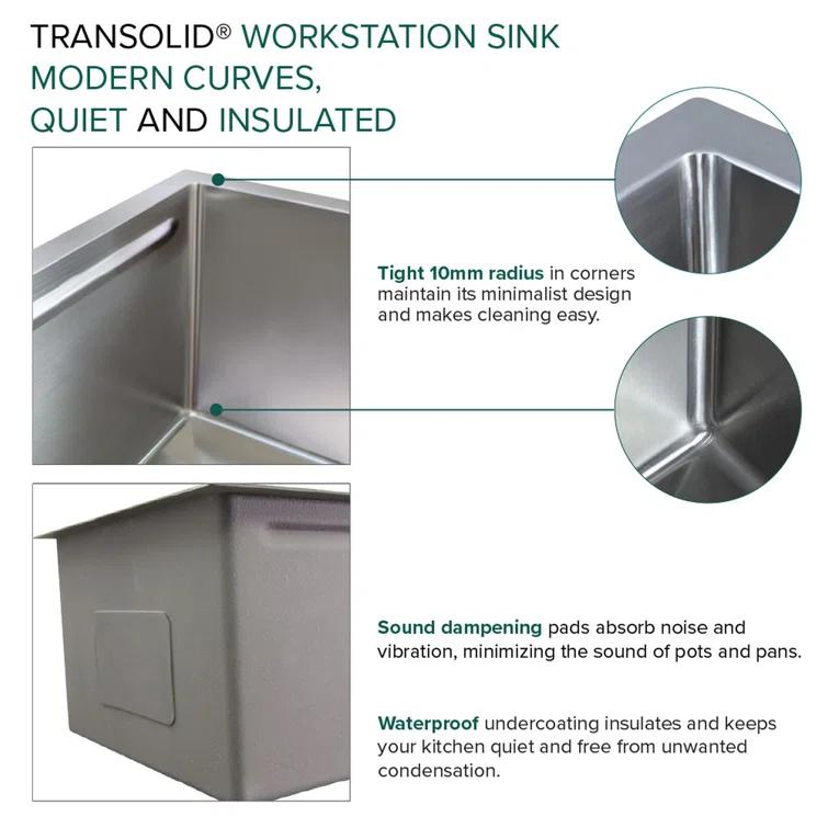 Transolid 32-in X 22-in 18-Gauge Drop-in Stainless Steel Kitchen Workstation Sink