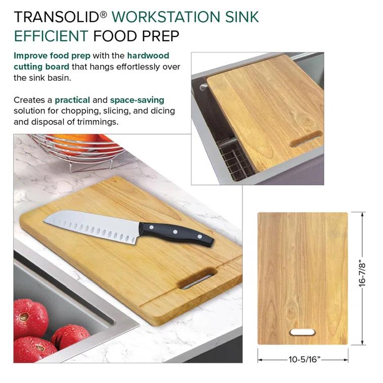 Transolid 32-in X 22-in 18-Gauge Drop-in Stainless Steel Kitchen Workstation Sink