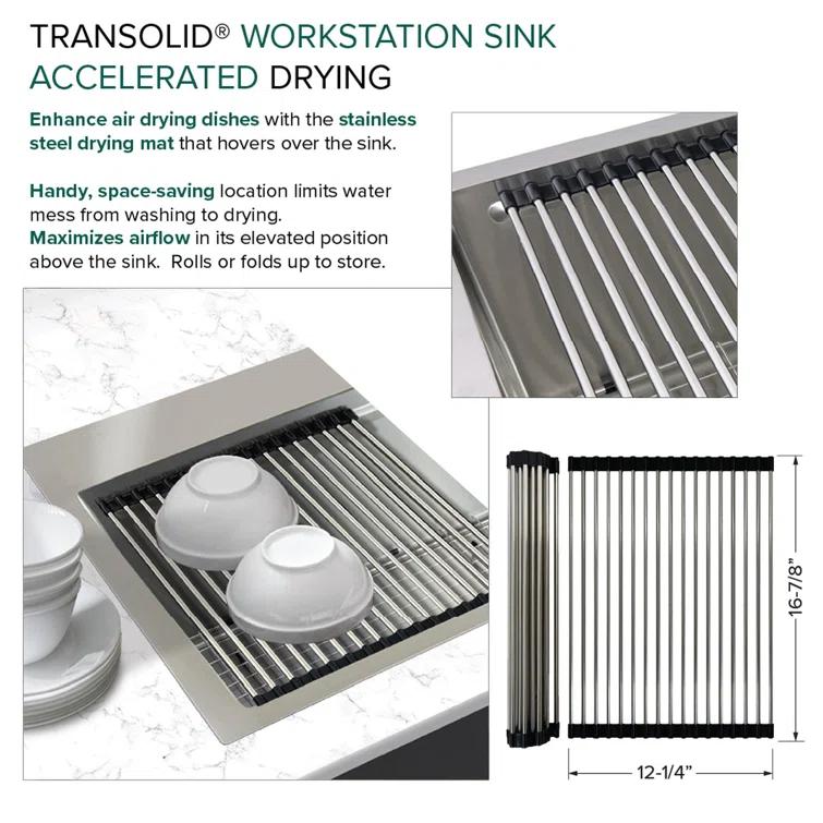 Transolid 32-in X 22-in 18-Gauge Drop-in Stainless Steel Kitchen Workstation Sink