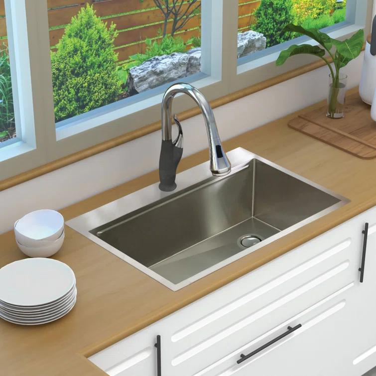 Transolid 32-in X 22-in 18-Gauge Drop-in Stainless Steel Kitchen Workstation Sink