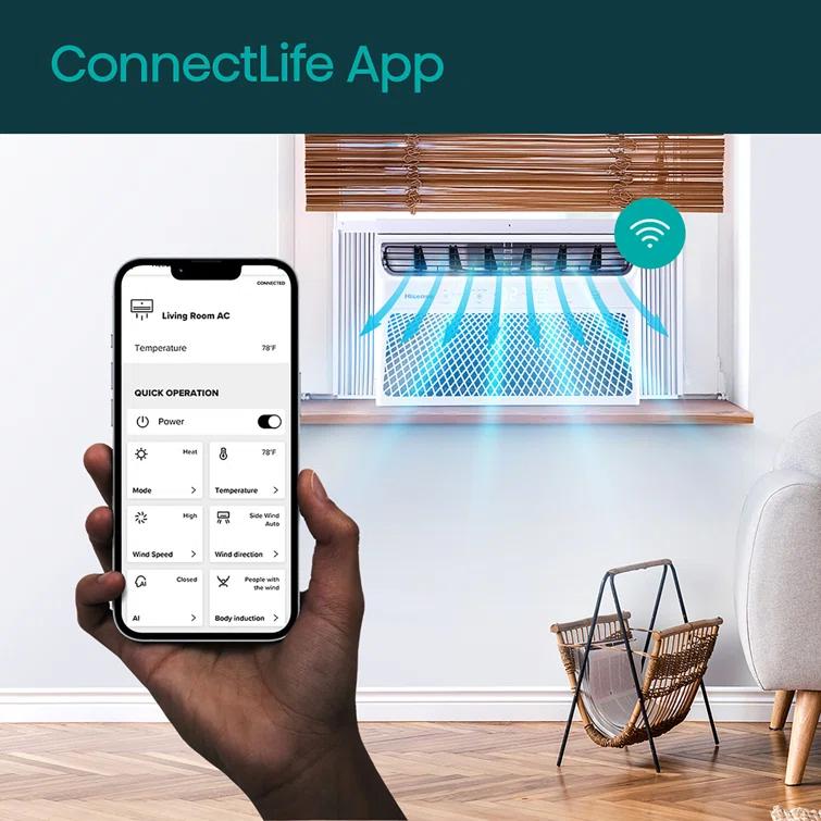8,000 BTU Smart Window Inverter Air Conditioner with Wi-fi and Remote Control for up to 350 sq. ft.