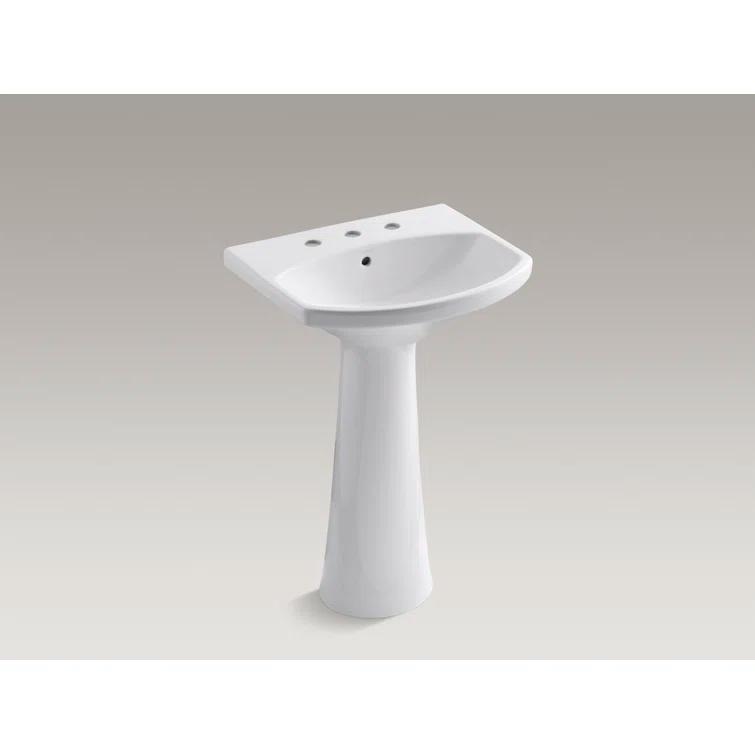 Cimarron® 26.81" Vitreous China U-Shape Pedestal Bathroom Sink with Overflow