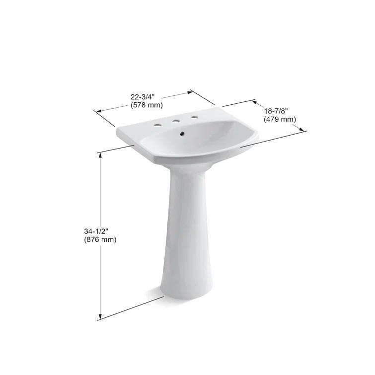 Cimarron® 26.81" Vitreous China U-Shape Pedestal Bathroom Sink with Overflow
