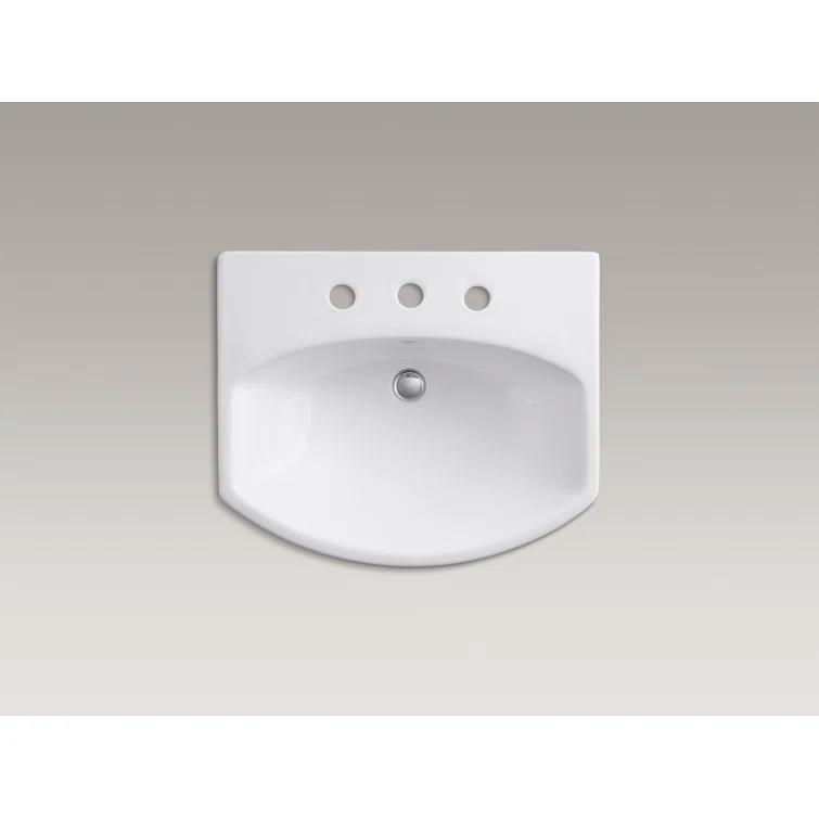 Cimarron® 26.81" Vitreous China U-Shape Pedestal Bathroom Sink with Overflow