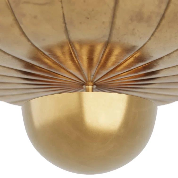 Antique Brass Lily Pad Semi-Flush Mount Ceiling Light