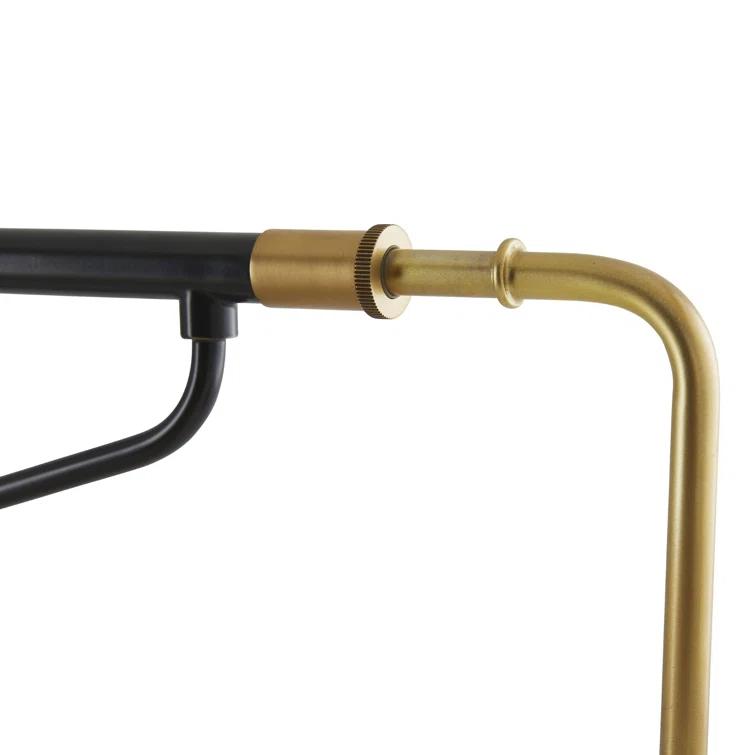 Adjustable Two-Toned Bronze & Black Sconce with White Linen Shade