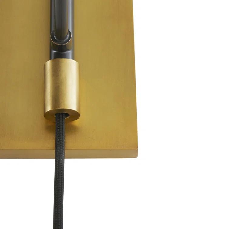 Adjustable Two-Toned Bronze & Black Sconce with White Linen Shade