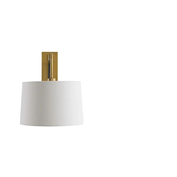 Adjustable Two-Toned Bronze & Black Sconce with White Linen Shade
