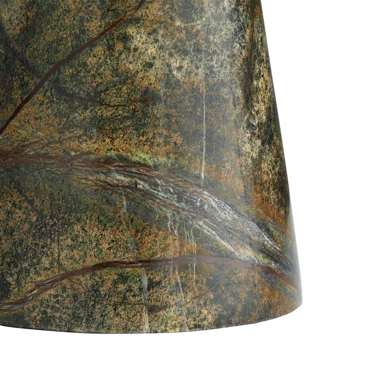 Icarius Green Marble and Metal Round Accent Table