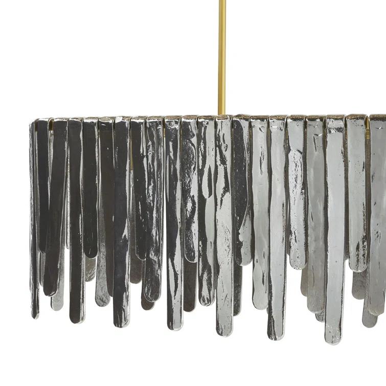 Antique Brass and Smoke Glass 7-Light Chandelier