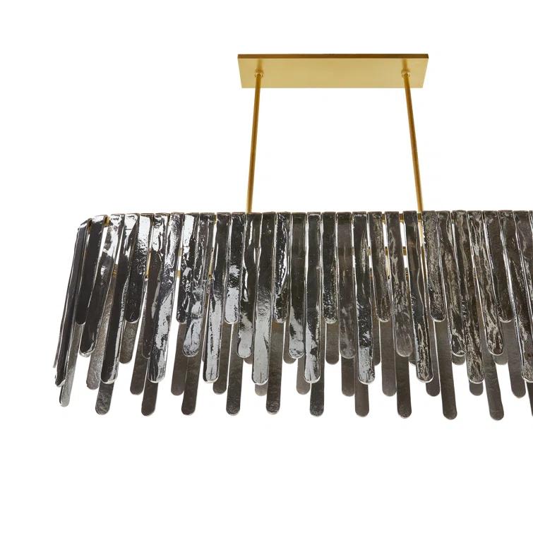 Antique Brass and Smoke Glass 7-Light Chandelier