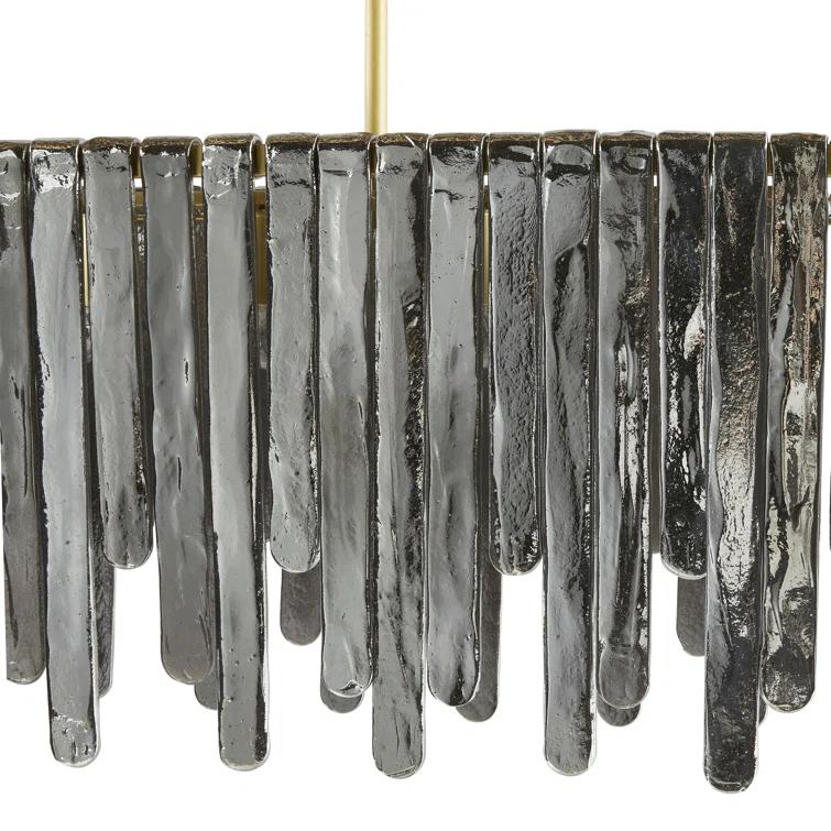 Antique Brass and Smoke Glass 7-Light Chandelier