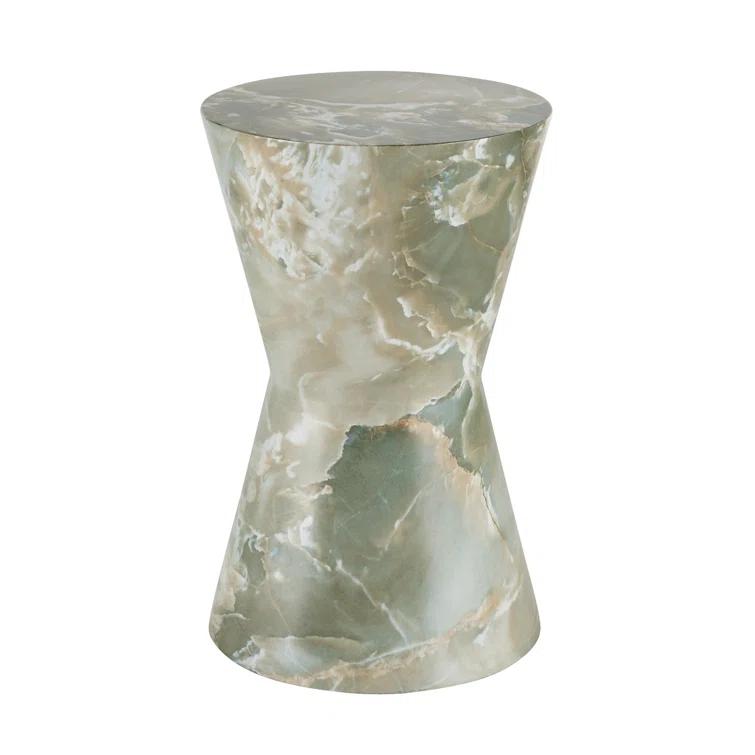 Jade Faux Marble Hourglass Accent Table