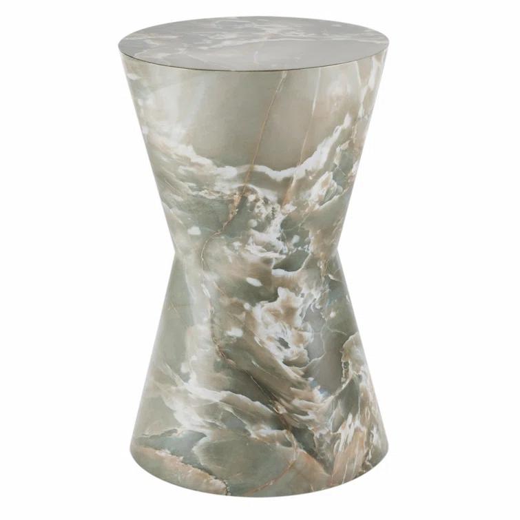 Jade Faux Marble Hourglass Accent Table