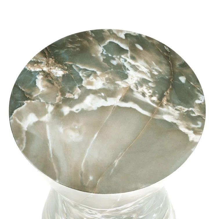 Jade Faux Marble Hourglass Accent Table