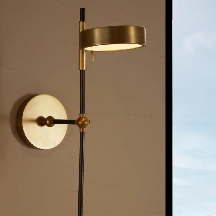 Mid-Century Modern Brass and Bronze Dimmable Wall Sconce