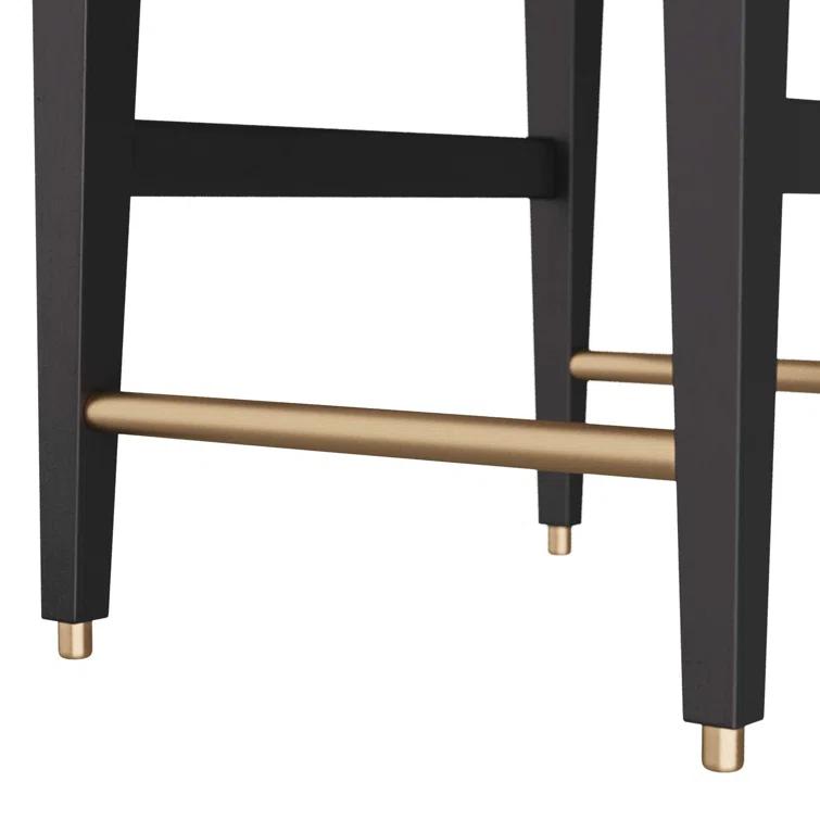 Ebony Mango Wood and Antique Brass Counter Stool