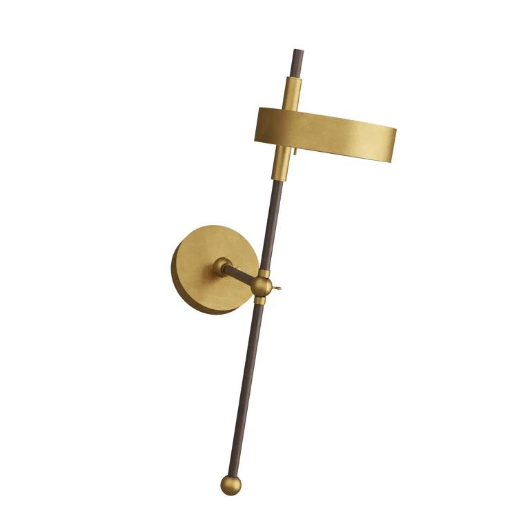 Mid-Century Modern Brass and Bronze Dimmable Wall Sconce
