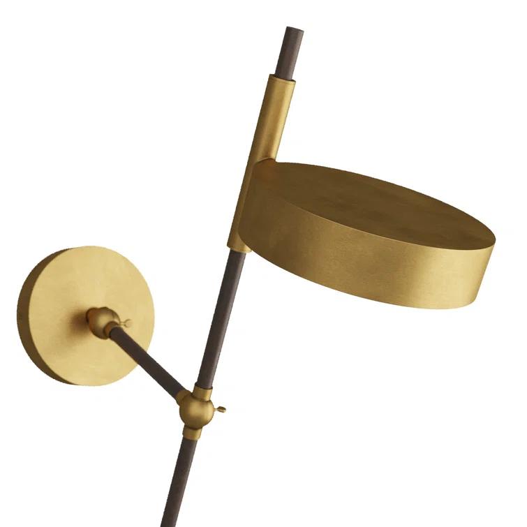 Mid-Century Modern Brass and Bronze Dimmable Wall Sconce
