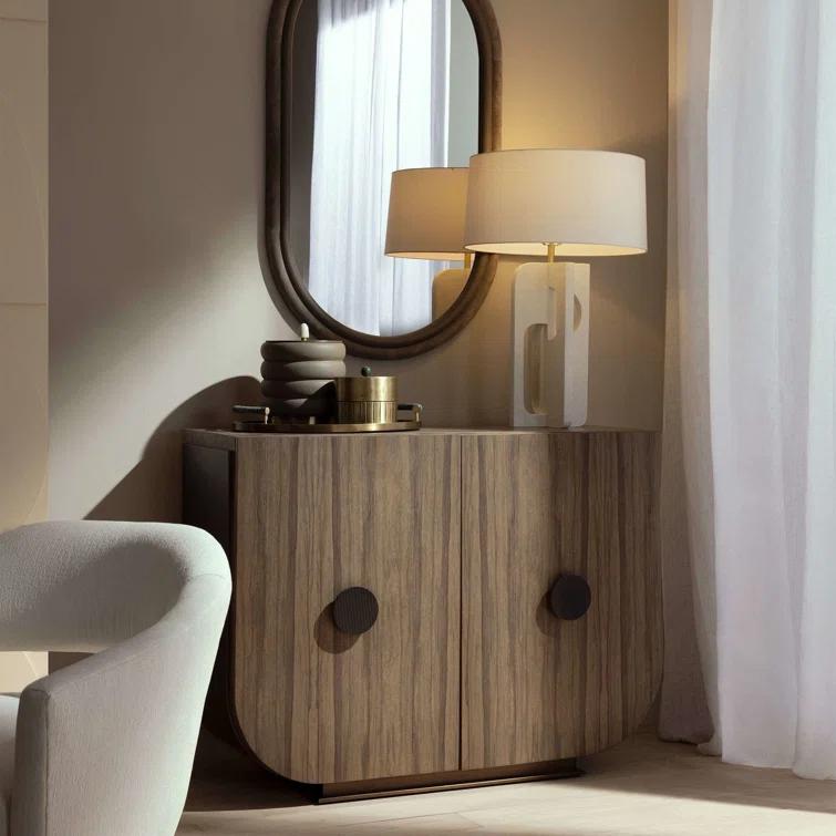 Gray and Bronze Freestanding Wood Veneer Cabinet