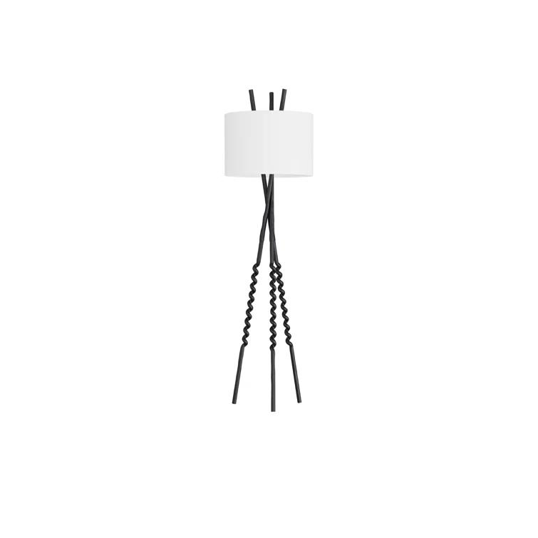 Bronze Tripod Floor Lamp with Off-White Cotton Shade
