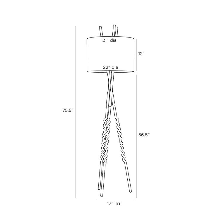 Bronze Tripod Floor Lamp with Off-White Cotton Shade