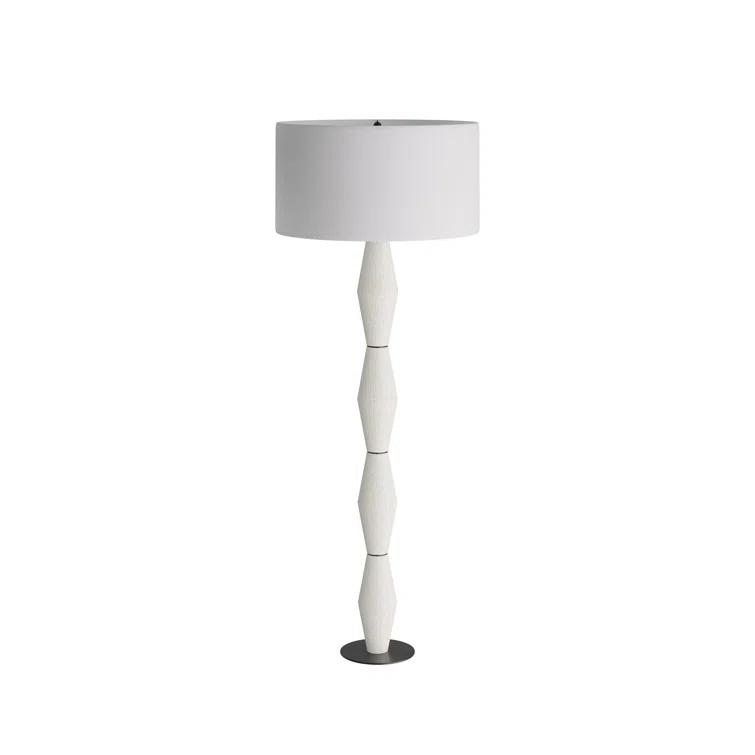 Ivory Ricestone Composite Floor Lamp with Bronze Base