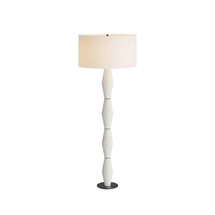 Ivory Ricestone Composite Floor Lamp with Bronze Base