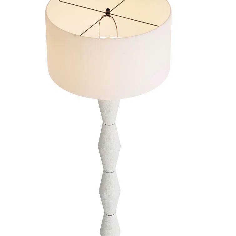 Ivory Ricestone Composite Floor Lamp with Bronze Base