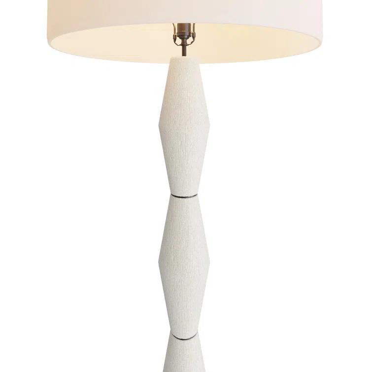 Ivory Ricestone Composite Floor Lamp with Bronze Base