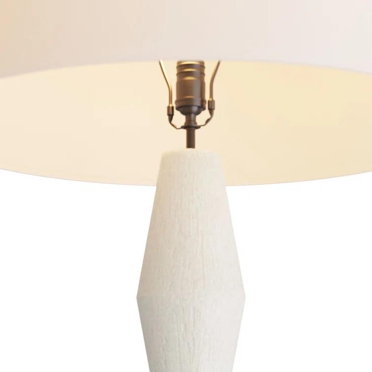 Ivory Ricestone Composite Floor Lamp with Bronze Base