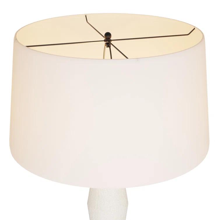 Ivory Ricestone Composite Floor Lamp with Bronze Base