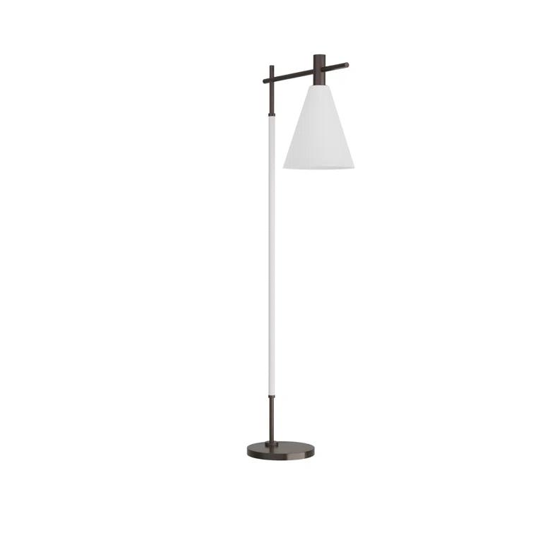 Adjustable Bronze Floor Lamp with Opal Glass Shade