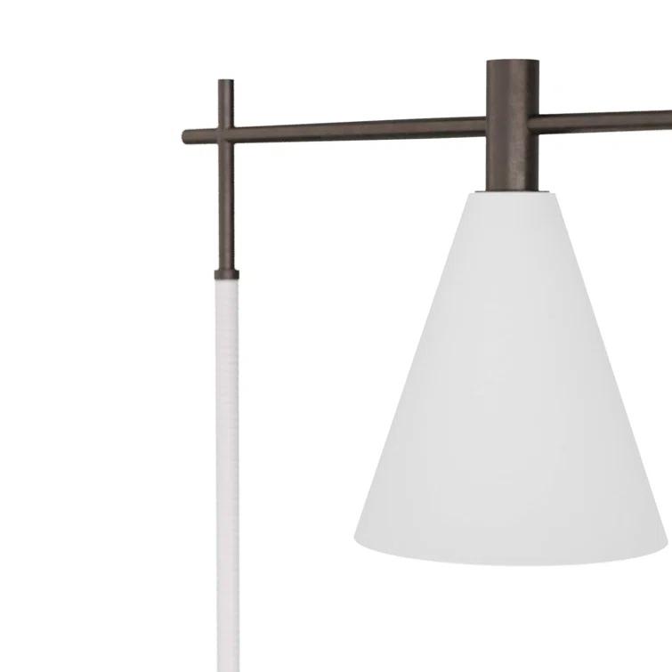 Adjustable Bronze Floor Lamp with Opal Glass Shade