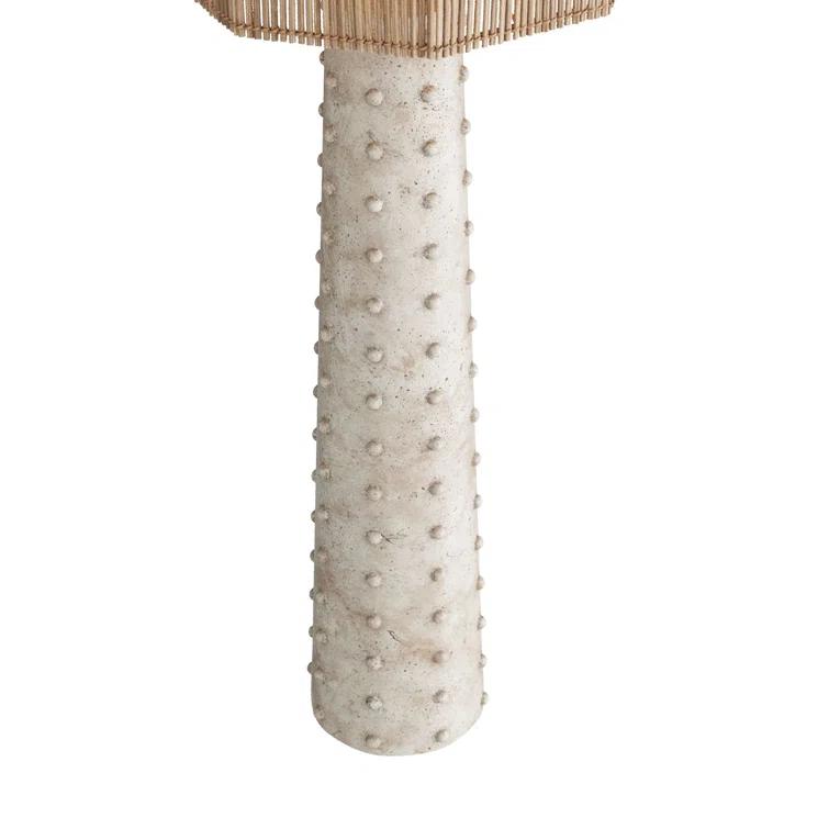 Natural Rattan Shade Floor Lamp with Mactan Stone Base