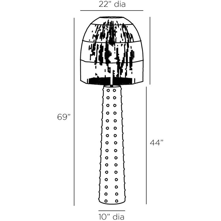 Natural Rattan Shade Floor Lamp with Mactan Stone Base