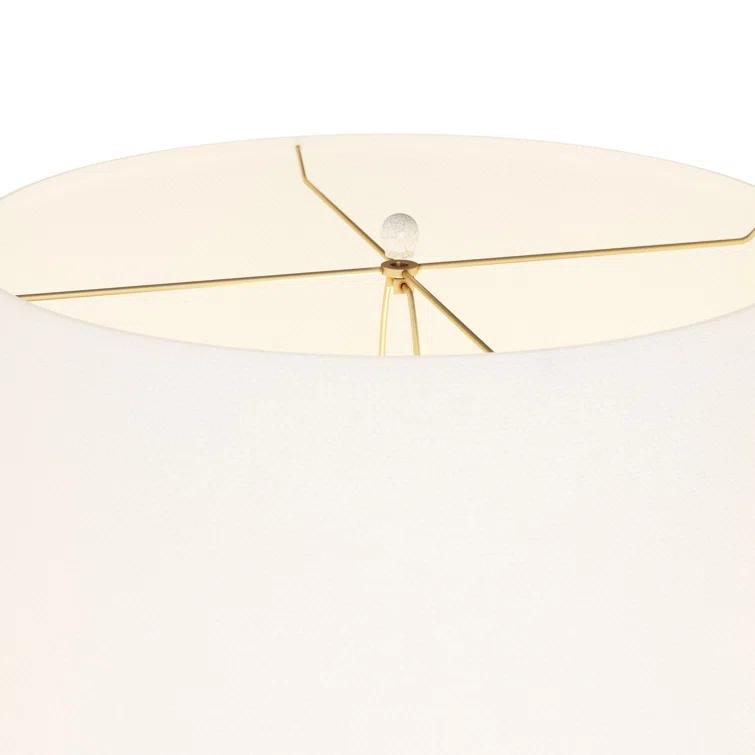 Ivory Ceramic Table Lamp with White Shade, 31 inches