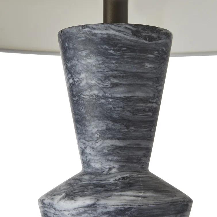 Chloe White Faux Galaxy Marble Resin Lamp with Off-White Shade