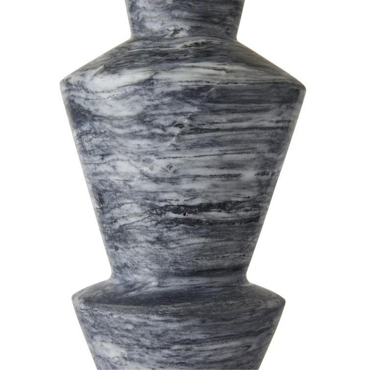 Chloe White Faux Galaxy Marble Resin Lamp with Off-White Shade