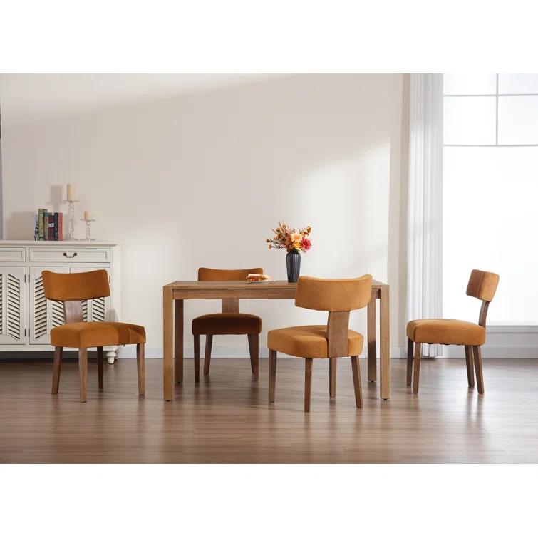 Gracie Oaks Inelda Mid Century Upholstered Dining Chairs Side Chairs Farmhouse Faux Leather Dining Chair with Wood Legs (Set of 2)