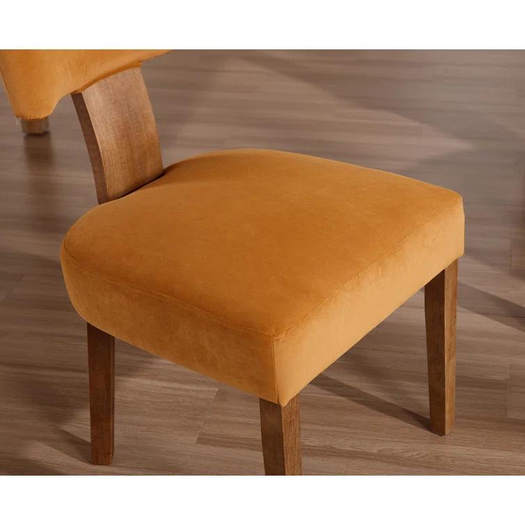 Gracie Oaks Inelda Mid Century Upholstered Dining Chairs Side Chairs Farmhouse Faux Leather Dining Chair with Wood Legs (Set of 2)